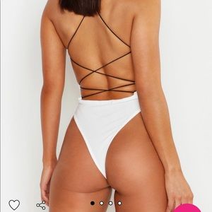 BooHoo White Going Out Bodysuit